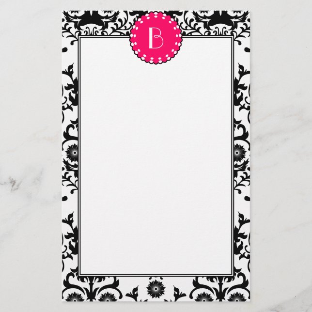 Papelaria Cor damasco Elegante com Monograma (Frente)