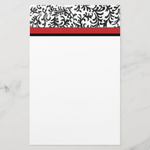 Papelaria Cor damasco Floral Vermelha e Preta