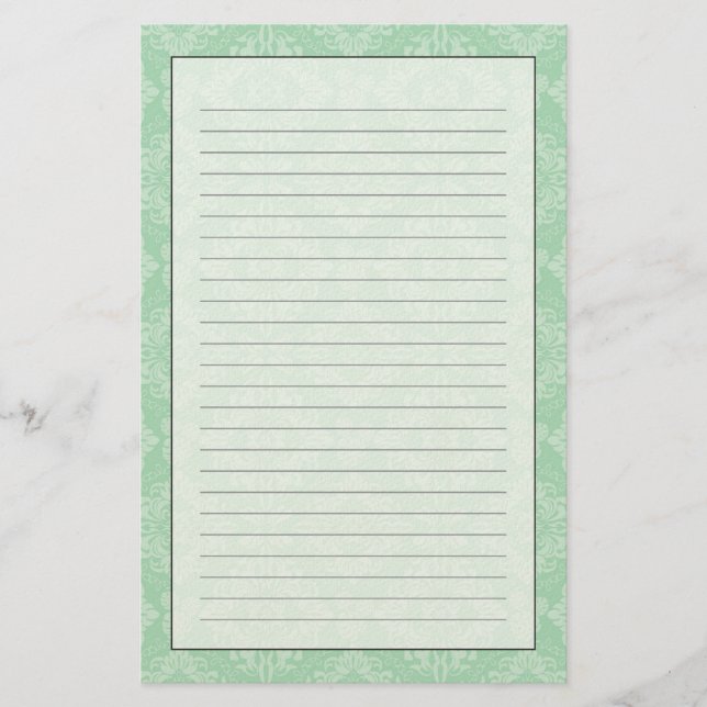Papelaria Cor damasco verde (Frente)