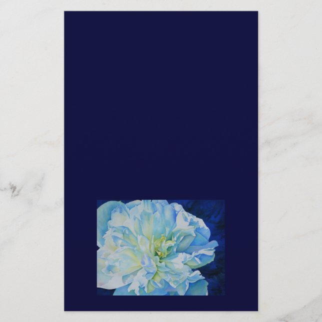 Papelaria Cor de água floral azul Elegante (Frente)