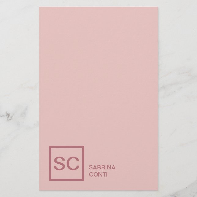 Papelaria Cor rosa dourado nome de monograma profissional fe (Frente)