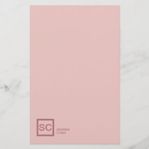 Papelaria Cor rosa profissional nome monograma feminino
