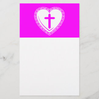 Papelaria Coração Gótico + Cruz (Rosa + Branco)