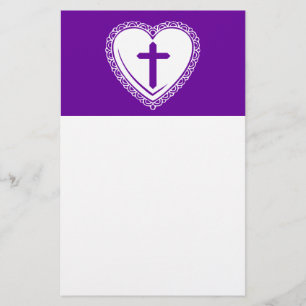 Papelaria Coração Gótico + Cruz (Roxo + Branco)