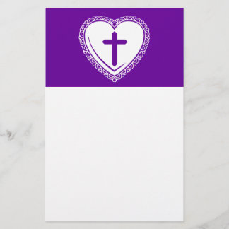 Papelaria Coração Gótico + Cruz (Roxo + Branco)