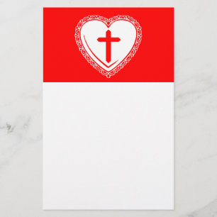 Papelaria Coração Gótico + Cruz (Vermelho + Branco)