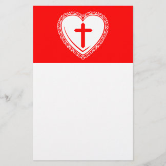 Papelaria Coração Gótico + Cruz (Vermelho + Branco)