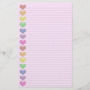 Papelaria Corações Arco-Íris Borda linhas opcionais papelari