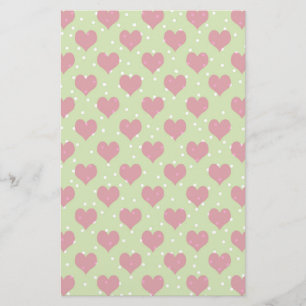 Papelaria Corações cor-de-rosa e bolinhas brancas