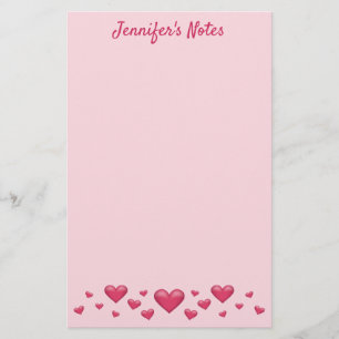 Papelaria Corações do Dia de os namorados rosa e texto per