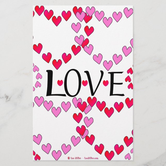 Papelaria Corações Pequenos Rosa Vermelho AMOR (Frente)
