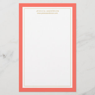 Papelaria Coral Elegante E Feminino Dourado Personalizado