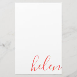 Papelaria Coral Personalizado de Nome de Script Moderno
