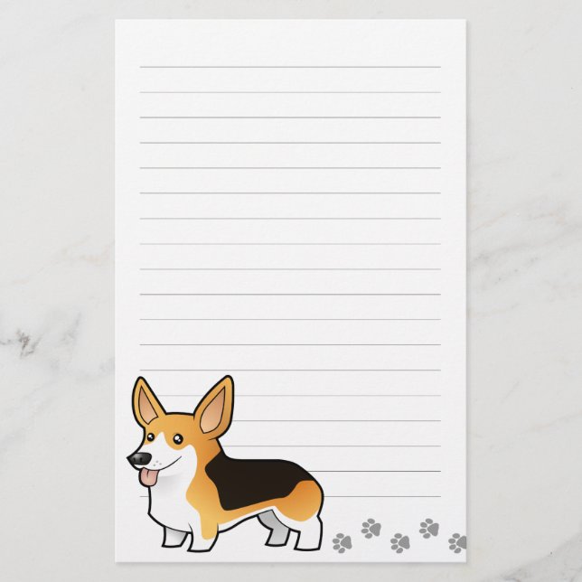 Papelaria Corgi de Galês do Pembroke dos desenhos animados (Frente)