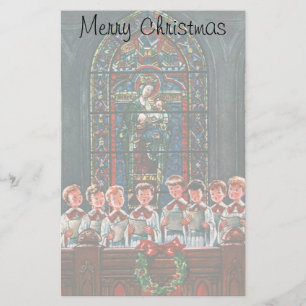 Papelaria Coro de Crianças Cantando Natal Antigo na Igreja