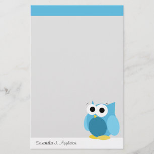 Papelaria Coruja Azul Funny - Papel de Carta Personalizado