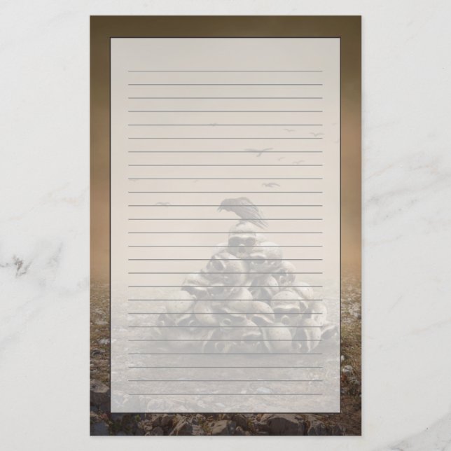 Papelaria Corvo Sentado Numa Pilha De Cachorros (Frente)