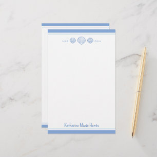 Papelaria Costeira Azul e Scallop Shells Personalizados
