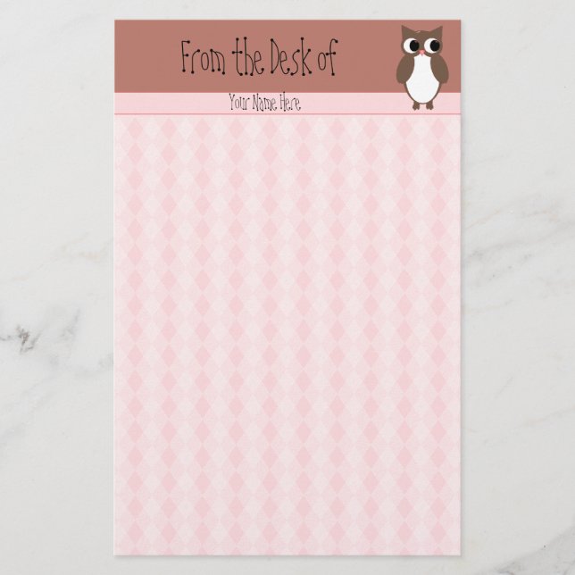 Papelaria Costume bonito da coruja de Brown (Frente)