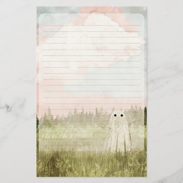 Papelaria Cotton Candy Skies - Cute Ghost Lined (Frente)