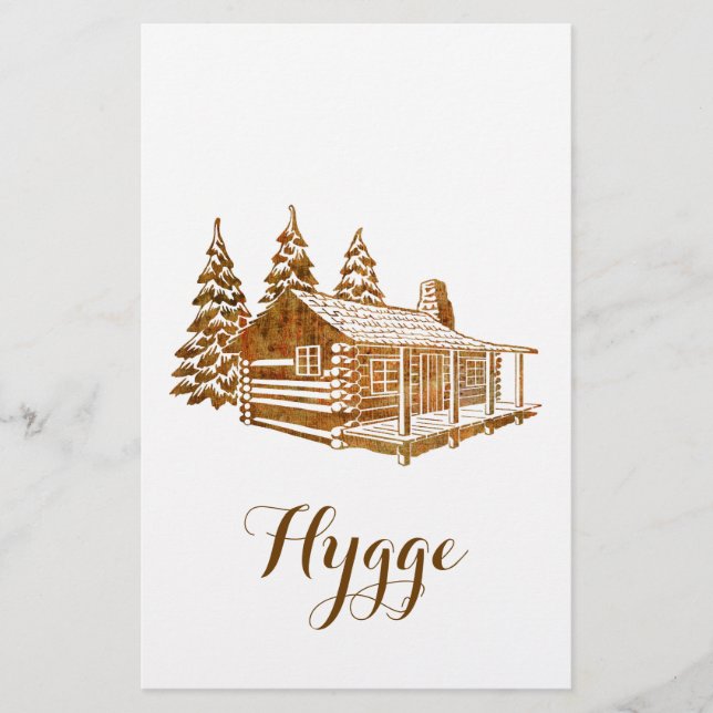Papelaria Cozy Log Cabin - Hygge ou seu próprio texto (Frente)