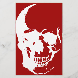 Papelaria Crânio - Arte Fantasia Metal Vermelho e Branco