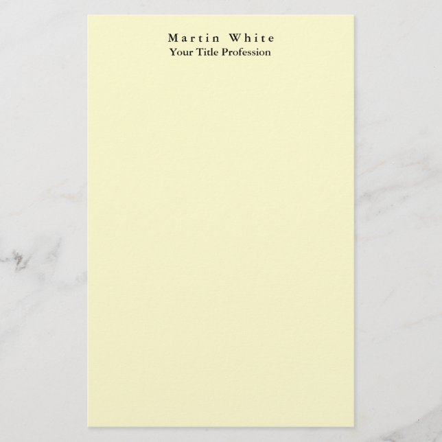 Papelaria Cream Cor Simples, Elegante Moderno (Frente)