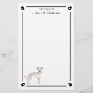 Papelaria Creme De Greyhound Italiano Com Peças E Texto Pers