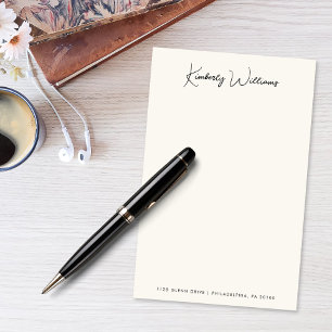 Papelaria Creme de Script de Assinatura Monograma Minimalist