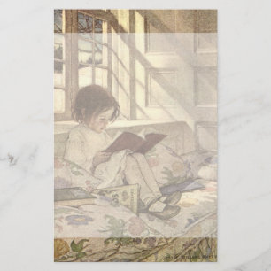 Papelaria Criança Vintage lendo um livro, Jessie Willcox Sm
