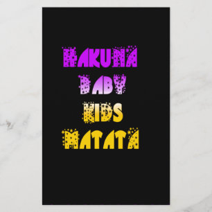 Papelaria Crianças de Hakuna Matata Roxo e Amarelo Presente