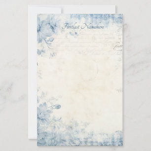 Papelaria Crie Seu Próprio Azul Shabby Chic Flores Marfim
