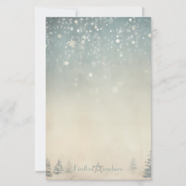 Papelaria Crie Seu Próprio Yule Invernal Celestial Prateado (Frente)
