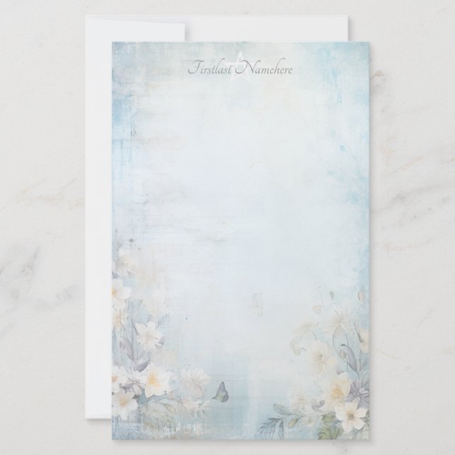 Papelaria Crie Suas Próprias Flores de Borboleta Azul Shabby (Frente)