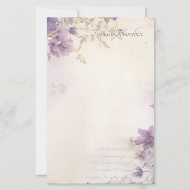 Papelaria Crie suas próprias flores silvestres roxas shabby  (Frente)