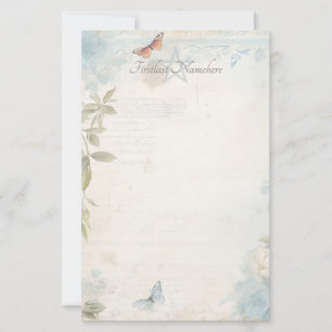 Papelaria Crie suas Próprias Rosas Borboleta Azul Shabby Chi