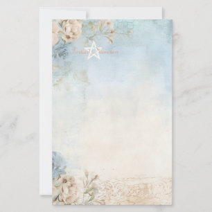 Papelaria Crie Suas Próprias Rosas Florais Azul Shabby Chic