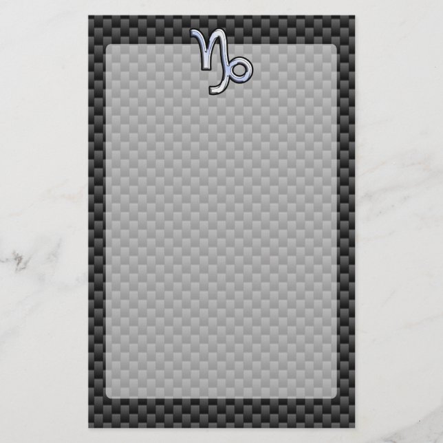 Papelaria Cromo como Capricórnio Sinal Fibra de Carbono Pret (Frente)