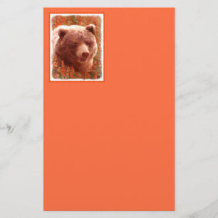 Papelaria Cubo de Urso Grizzly em Arte de Vida Selvagem de P