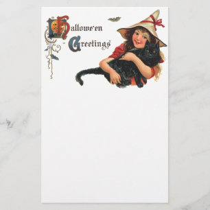 Papelaria Cumprimentos do Dia das Bruxas do vintage, bruxa