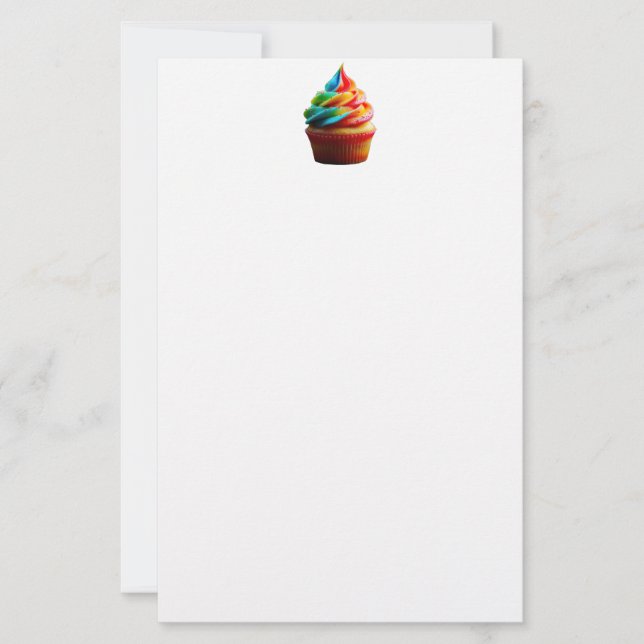 Papelaria Cupa doce giratória da SlipperyJoe com um arco-íri (Frente)