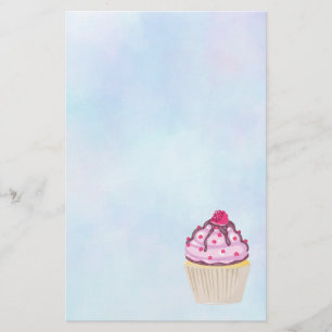 Papelaria Cupcake doce com framboesa no topo