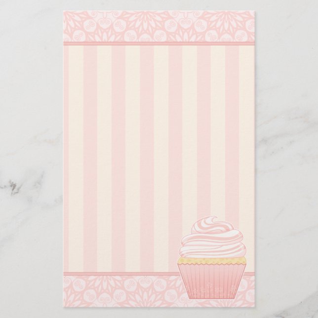 Papelaria Cupcake elegante cor-de-rosa doce (Frente)