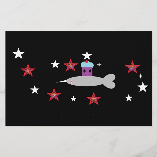 Papelaria Cupcake espacial e Sr. Narwhal (Frente)
