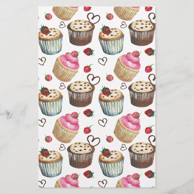 Papelaria Cupcakes de aquarela (Frente)