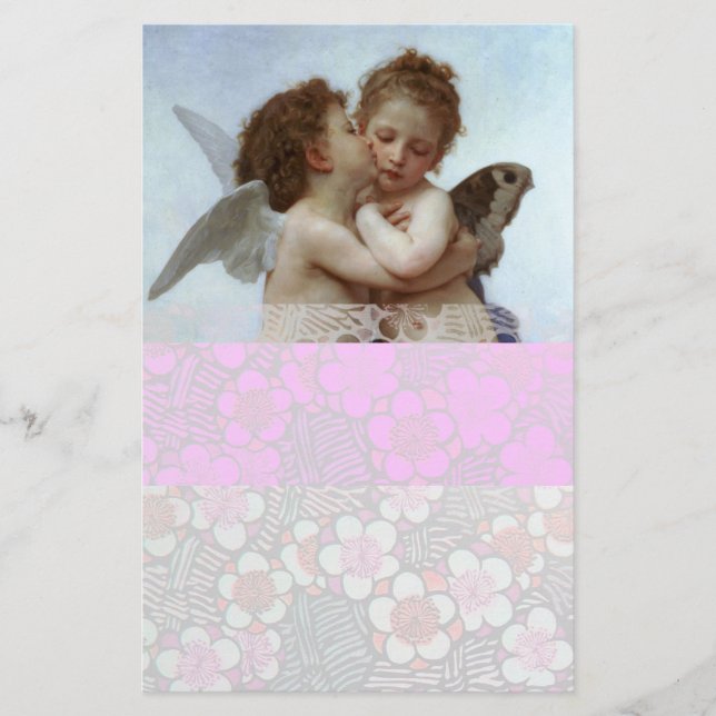 Papelaria Cupido e Psiche em Crianças, branco rosa (Frente)