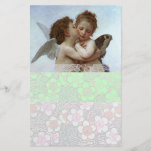 Papelaria Cupido e psique como o verde branco azul das