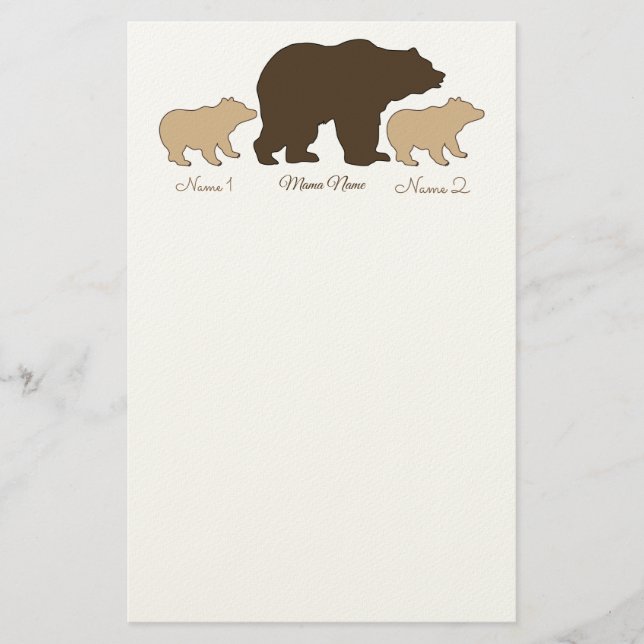 Papelaria Custom Mama Bear With 2 Kid Names Mothers Day Gift (Frente)
