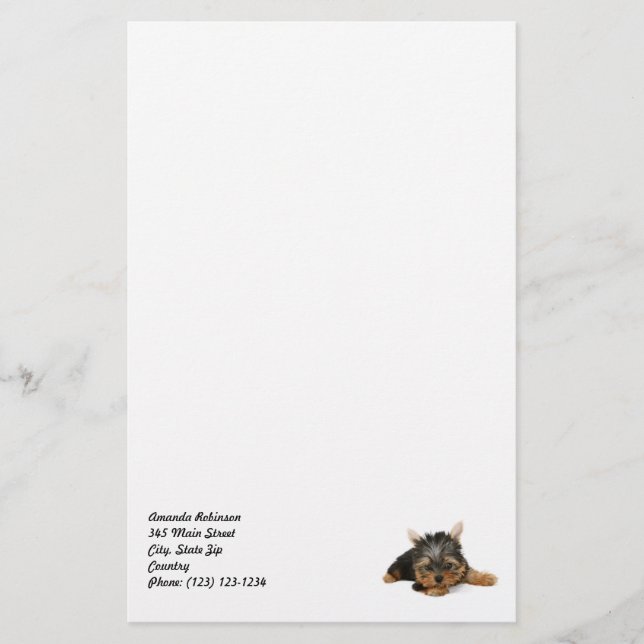 Papelaria Cute Yorkshire Terrier Puppy (Frente)