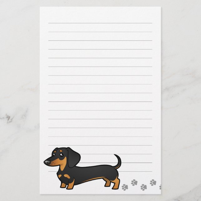 Papelaria Dachshund dos desenhos animados (alise o casaco) (Frente)